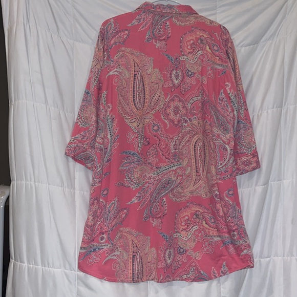 Lauren Ralph Lauren Women’s Pink Paisley Cotton Blend Sleep Shirt Size Large - Picture 6 of 9